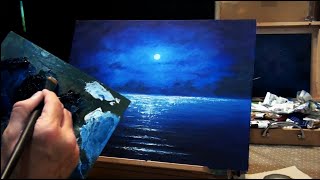 How to PAINT SEA at night 🌙 in Oil | Painting with Francis ®