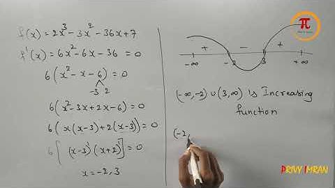 Find the intervals in which the function f given by f(x)=2x^3-3x^2-36x+7 | CLASS 12 NCERT