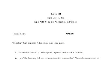 Computer Application in business - B.com 3rd year SOL Computer Application in Business Exam