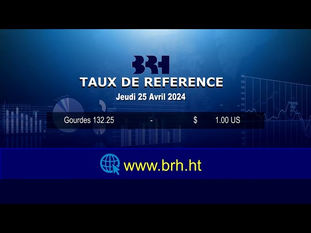 Taux de Référence de la BRH du 25 Avril 2024: HTG 132,25 =1 US