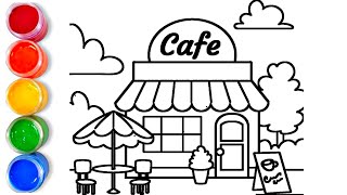 How To Draw Easy Cafe Drawing Step By Step For Kids Learning