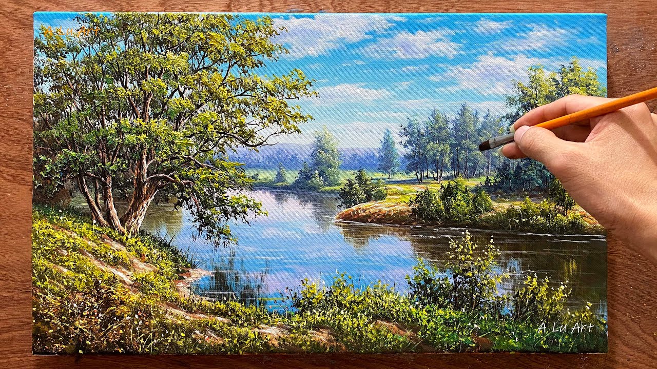 How to draw landscape painting 