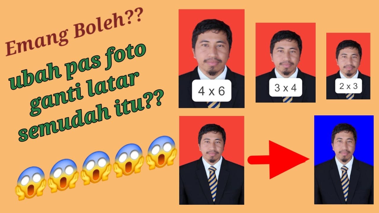 Cara mudah dan praktis ubah pas foto ukuran 4x6 , 3x4 dan 2x3 dan ganti warna latar ( Background )