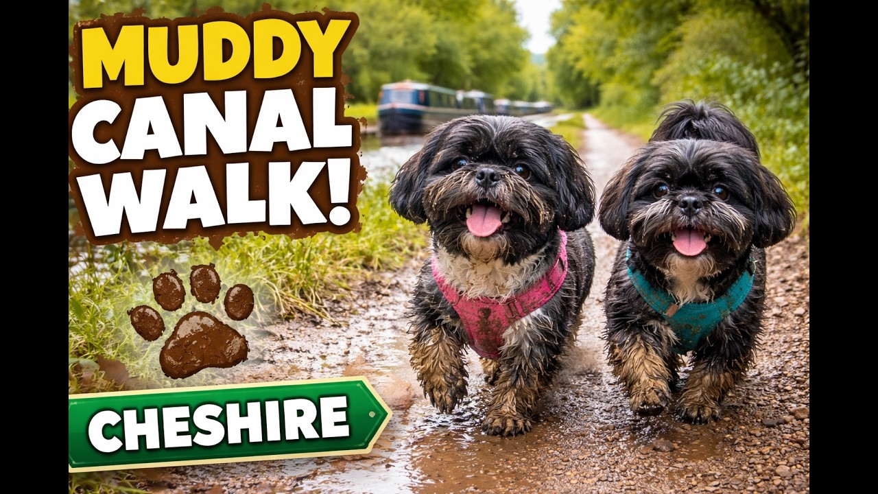 Muddy Dog Walking On Cheshire Canals