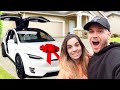 *SURPRISE* NEW TESLA FOR HIS BIRTHDAY!