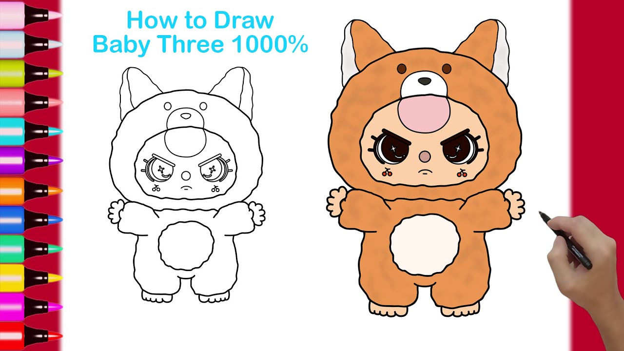 HOW TO DRAW BABY THREE 1000% FOX - BEST WAY TO DRAW - YouTube