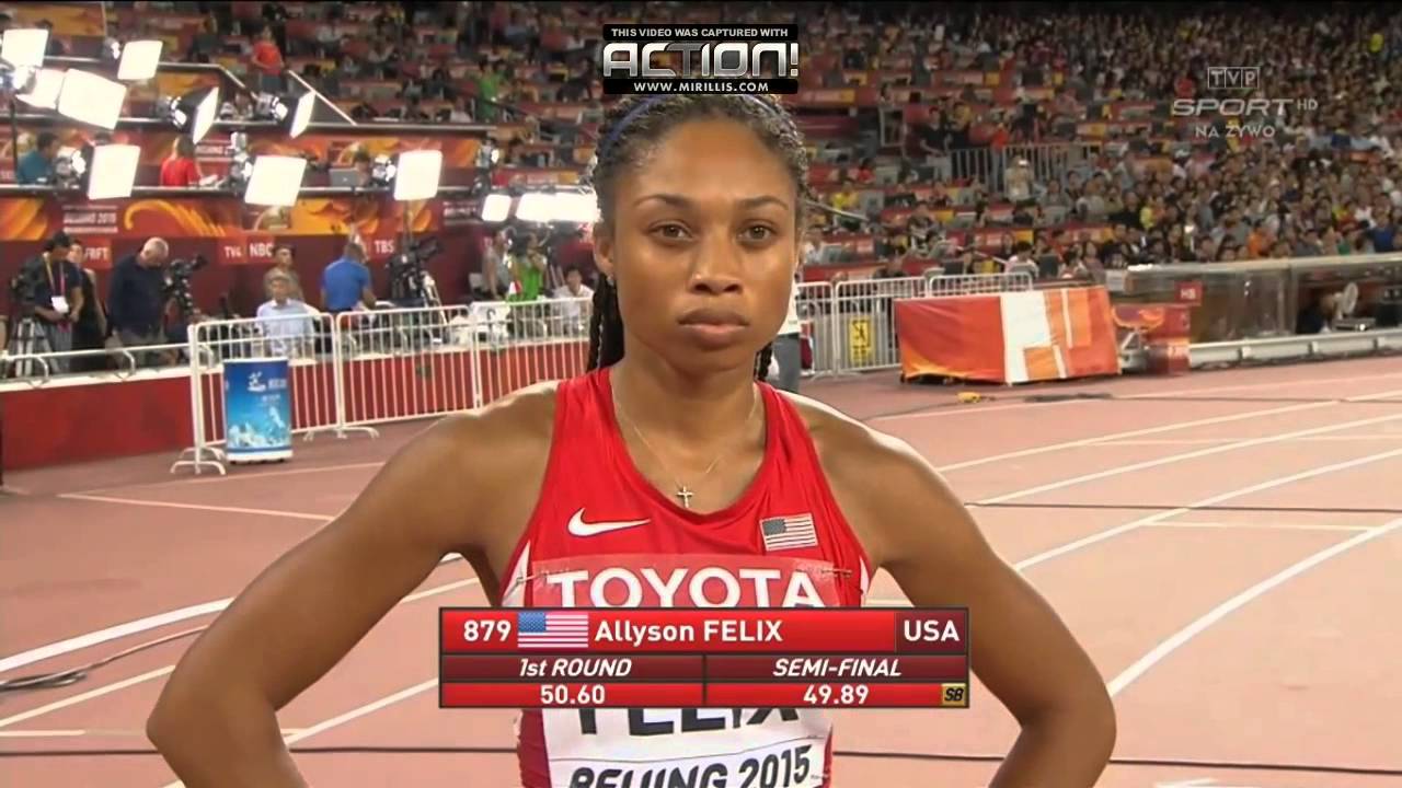 Allyson Felix wins women 400m Beijing 2015 - YouTube