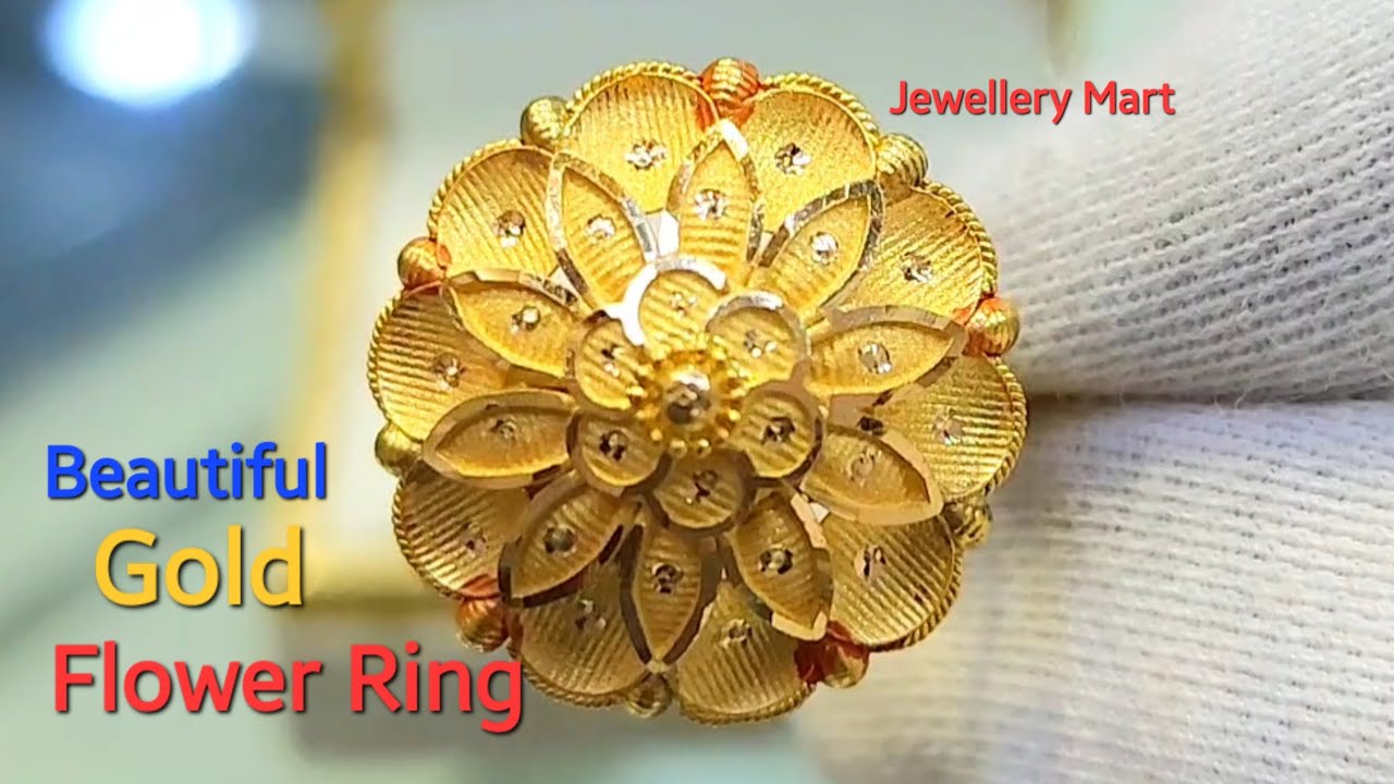 Diamond Ruby Two Flower 14k Yellow Gold Ring-MTSJ12598