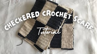 Easy Checkered Crochet Scarf tutorial /relaxing music & knitting time/ For BEGINNERS |MORASS?