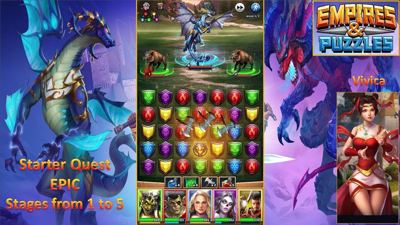 Empires & Puzzles Starter Quest Epic Stages from 1 to 5 YouTube