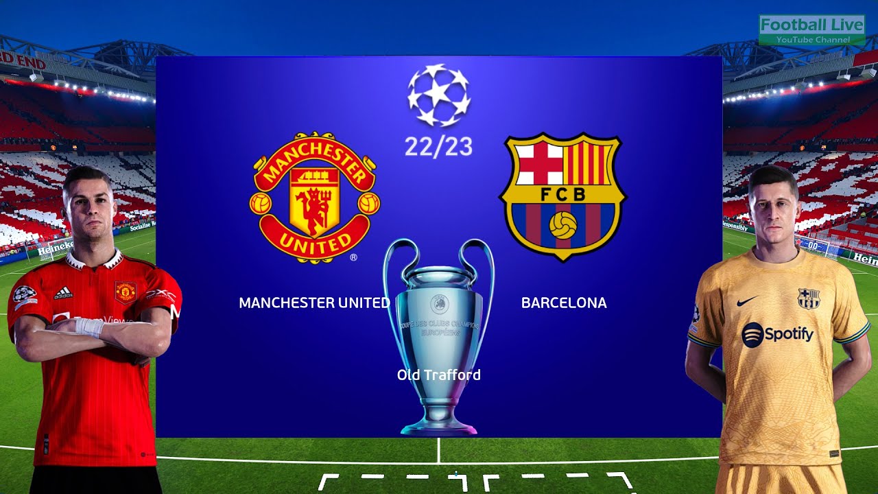 Manchester United Vs Barcelona Champions League 2022 2023 UCL Ronaldo vs Barca PES Gameplay PC