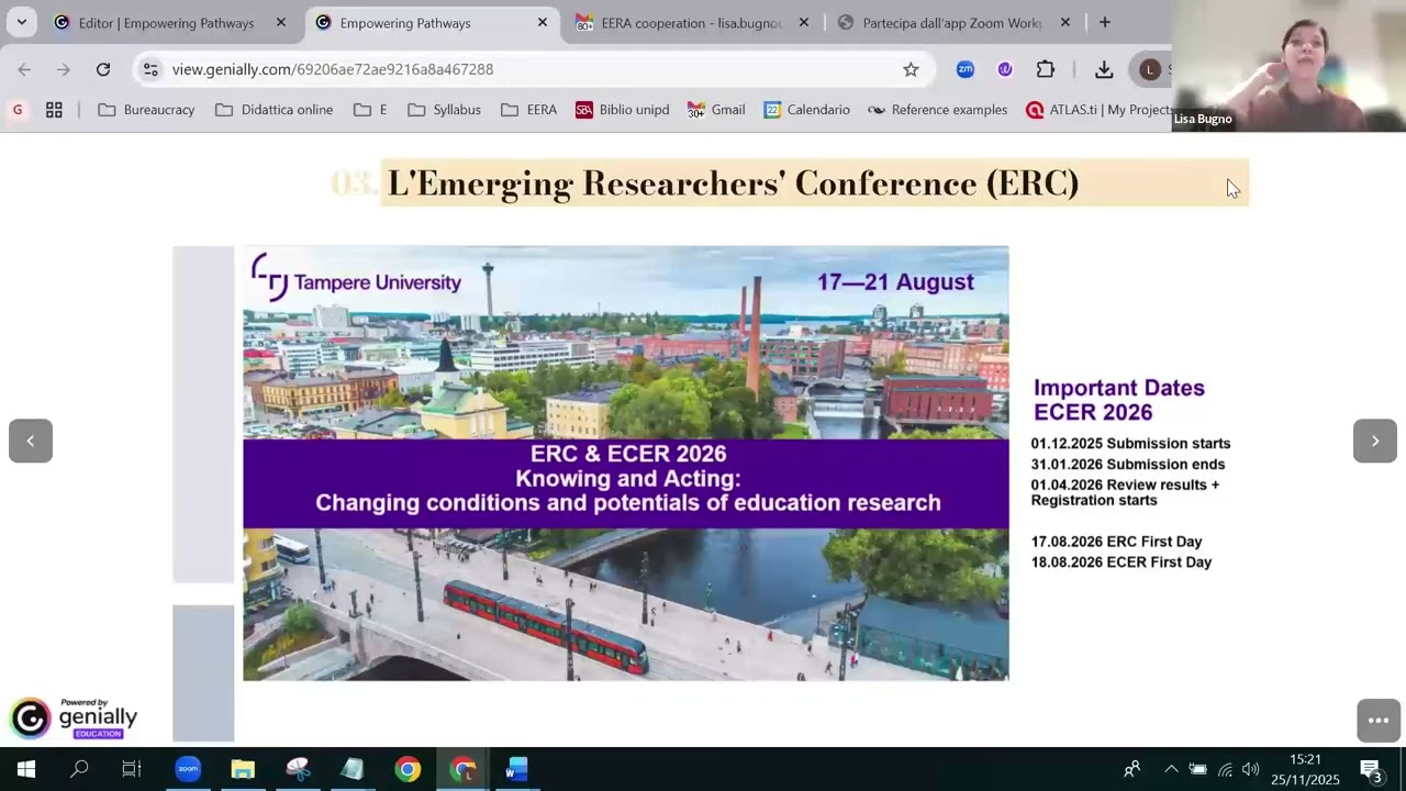 L. Bugno: Empowering Pathways: Initiatives and Opportunities of the EERA Emerging Researchers' Group