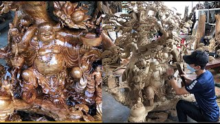 Sculpture of Maitreya Buddha Statue 2M HIGH || Wood Carving