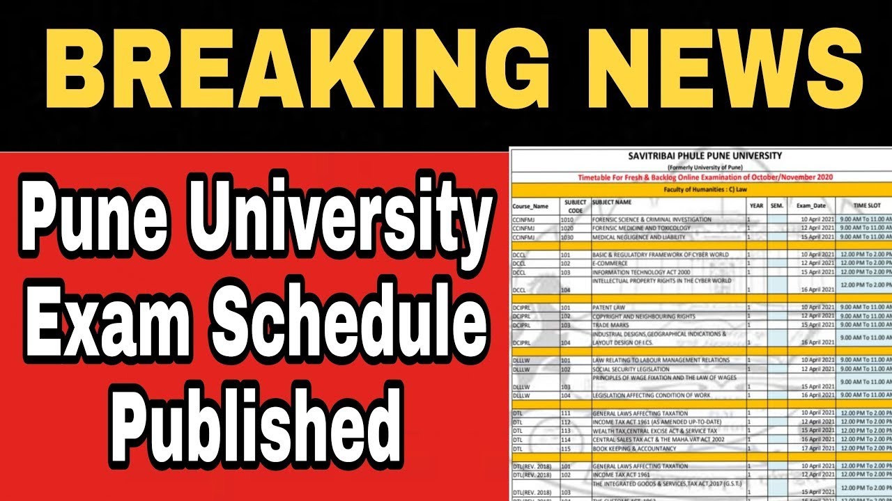 Pune University Exam Timetable Publish / SPPU / Anant Tayade