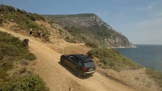 Cape Sithonia Greece up hill. Porsche Cayenne 957 overland.