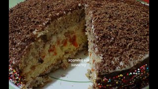 Сметанный торт с курагой и орехами | Быстрый рецепт вкусного торта
