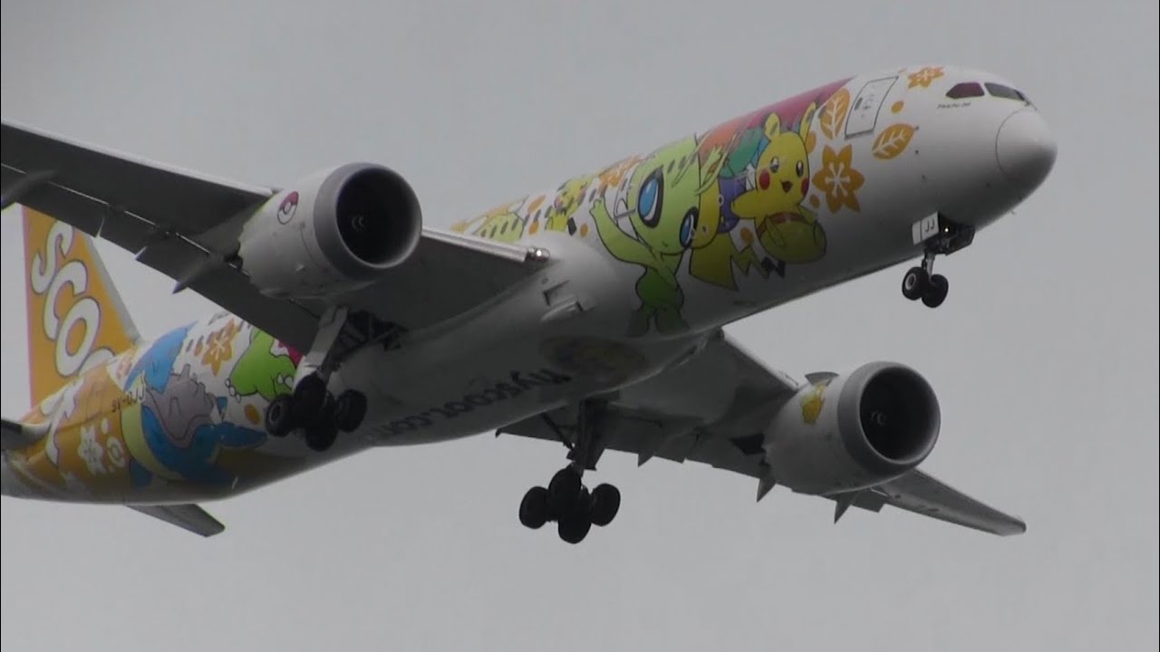 ULTRA RARE Scoot 787-9 Pokémon livery Landing At Changi