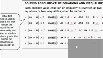 Algebra 1 Lesson 6 4 Solving Absolute Value Equations and Inequalities