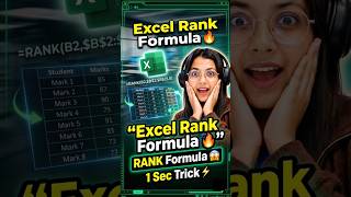 Rank formula in MS-Excel 🔥 #computerknowledge #excel