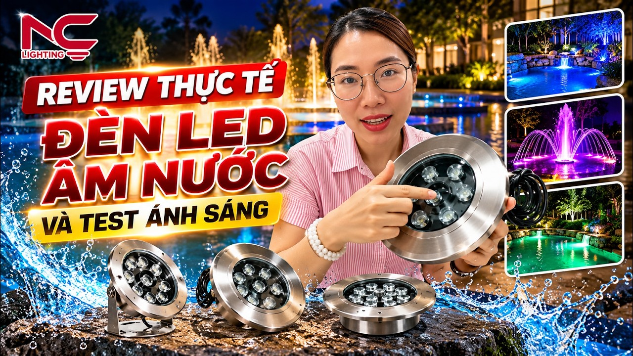 Video review và test ánh sáng đèn LED âm nước NC Lighting