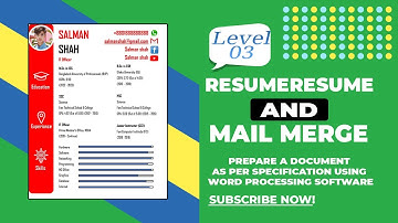 Resume and Mail merge using word processing software | Computer Operation Level 3