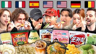 Americans And Europeans Try Viral Korean Convenience Store Food L Buldak Carbonara, Banana Milk