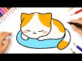 HOW TO DRAW A CUTE SLEEPING KITTEN EASY ????????