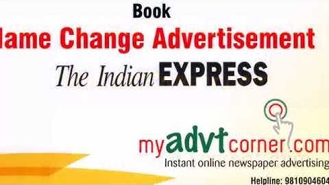 Book Name Change Ads, Name Change Advertisement in Newspaper