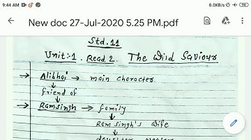 Std.11//Unit.1//Read.2//The Wild Saviour //Part.1//