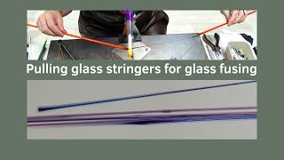 1e exercise, pulling glass stringers for glass fusing, glas stringers trekken, Atelier-Bertina