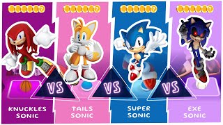 Sonic Knuckles 🆚 Sonic Tails 🆚 Super Sonic 🆚 Sonic Exe - Tiles Hop Gameplay