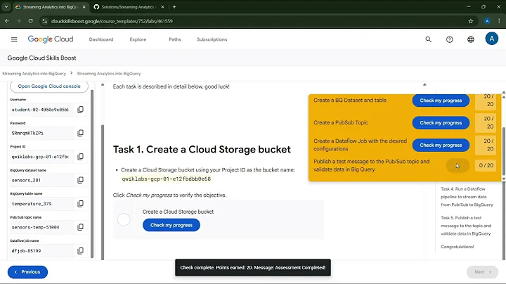 Streaming Analytics into BigQuery: Challenge Lab || #ARC106 || By Arcade Helper