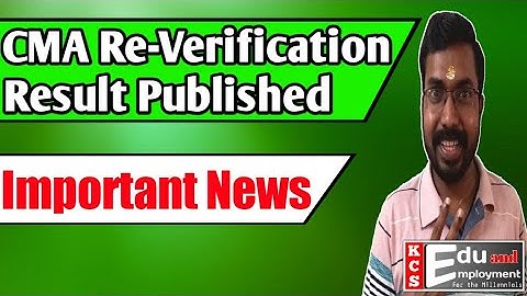 CMA Re-Verification Result Published