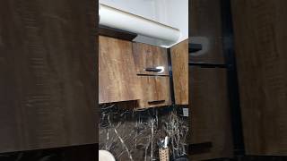 Custom Brown Glossy Kitchen | Soft Close Cabinets & Modern Finish