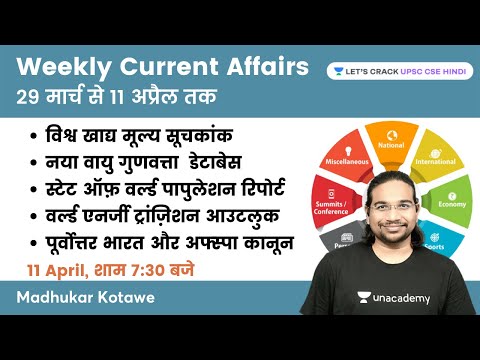 Weekly Current Affairs | 29 March to 11 April 2022 | UPSC CSE/IAS 2022/23 | Madhukar Kotawe