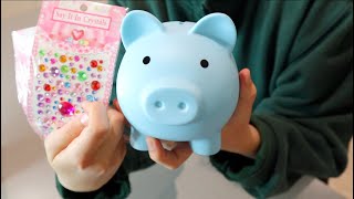 UNBOXING: Cute Big Blue Piggy Bank with Stickers - Unbreakable Plastic Shatterproof Money Bank| 2022