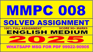 mmpc 8 solved assignment 2025 | mmpc 8 solved assignment in english 2025 | mmpc 8 2024-25