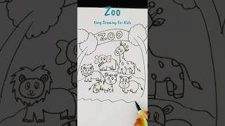 Easy Animals Drawing for Kids | How to Draw A Zoo | Z for Zoo Drawing| Easy & Cute Animals Drawing