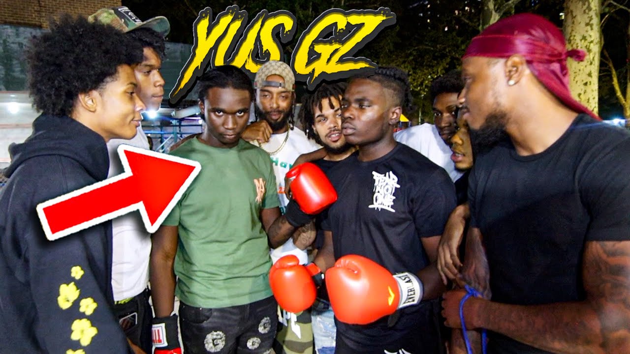 BOXING DRILL RAPPERS IN THE HOOD! *LAST TO GET KNOCKED OUT IN NEW YORK