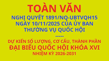 Toàn văn Nghị quyết số 1891/NQ-UBTVQH của Quốc hội về cơ cấu, số lượng đại biểu Quốc hội khóa XVI