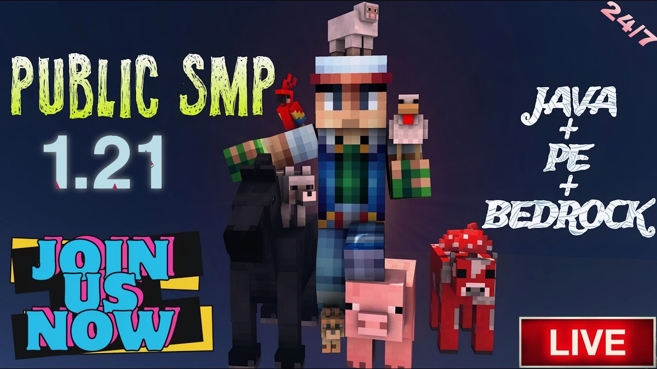 MINECRAFT PUBLIC SMP LIVE🔴| ANYONE CAN JOIN (JAVA+PE+BEDROCK) Road to ...