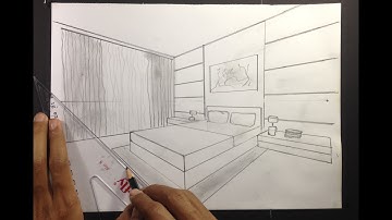 How to Draw a Simple Bedroom in Two Point Perspective #2