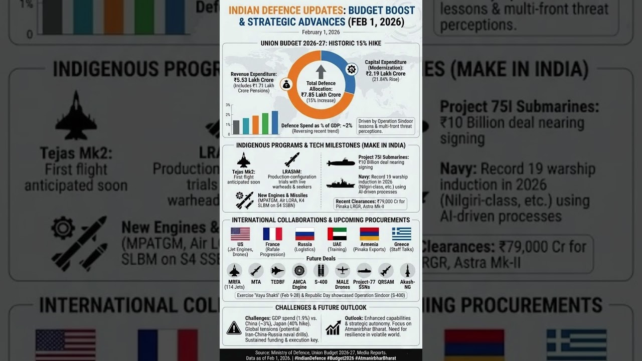India Defence Budget 2026–27 Explained | 15% Hike, Tejas Mk-2, AMCA, S-400 & New Deals