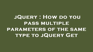 jQuery : How do you pass multiple parameters of the same type to jQuery Get Wealth