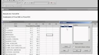 Correlation with MINITAB (use Full Screen)