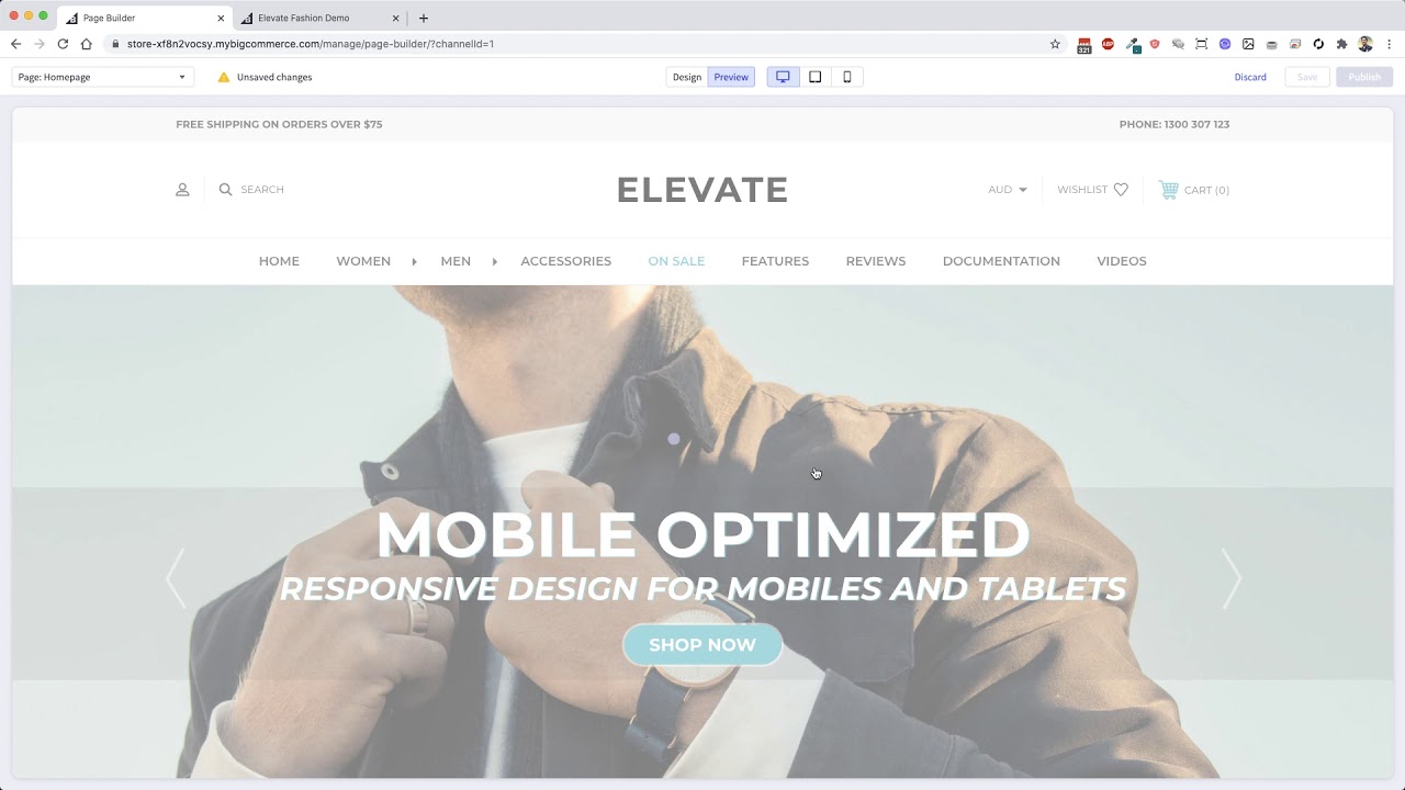 Elevate BigCommerce Theme - Menu Options