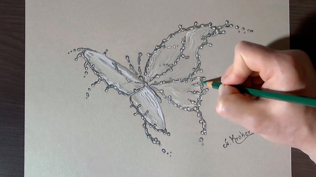 Drawing A Water Splash Butterfly Youtube