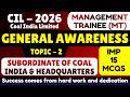 Subordinate of Coal India &amp; Headquarters MCQS | Coal India MT 2026 PDF | CIL MT 2026 GK MCQS PDF