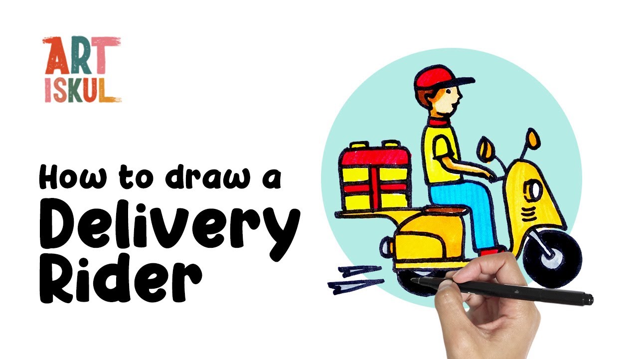 Delivery Rider Parcel Drawing How to Draw a Delivery Rider | Simple and Easy Drawing Tutorial for ...