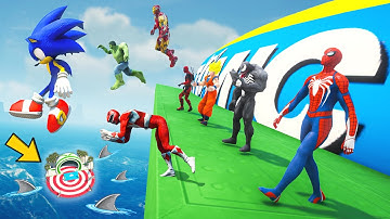 Superheroes EVENTS DAY, WIPEOUT OBSTACLES RUN CHALLENGE - GTA V Funny Contest #293